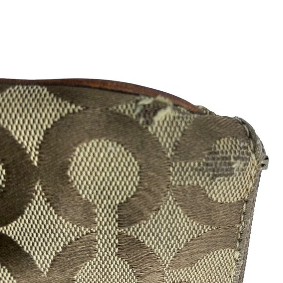 Coach Signature Metallic Bronze Gold Logo Monogram Clutch Wristlet 7" x 5" FLAWS - Picture 5 of 6